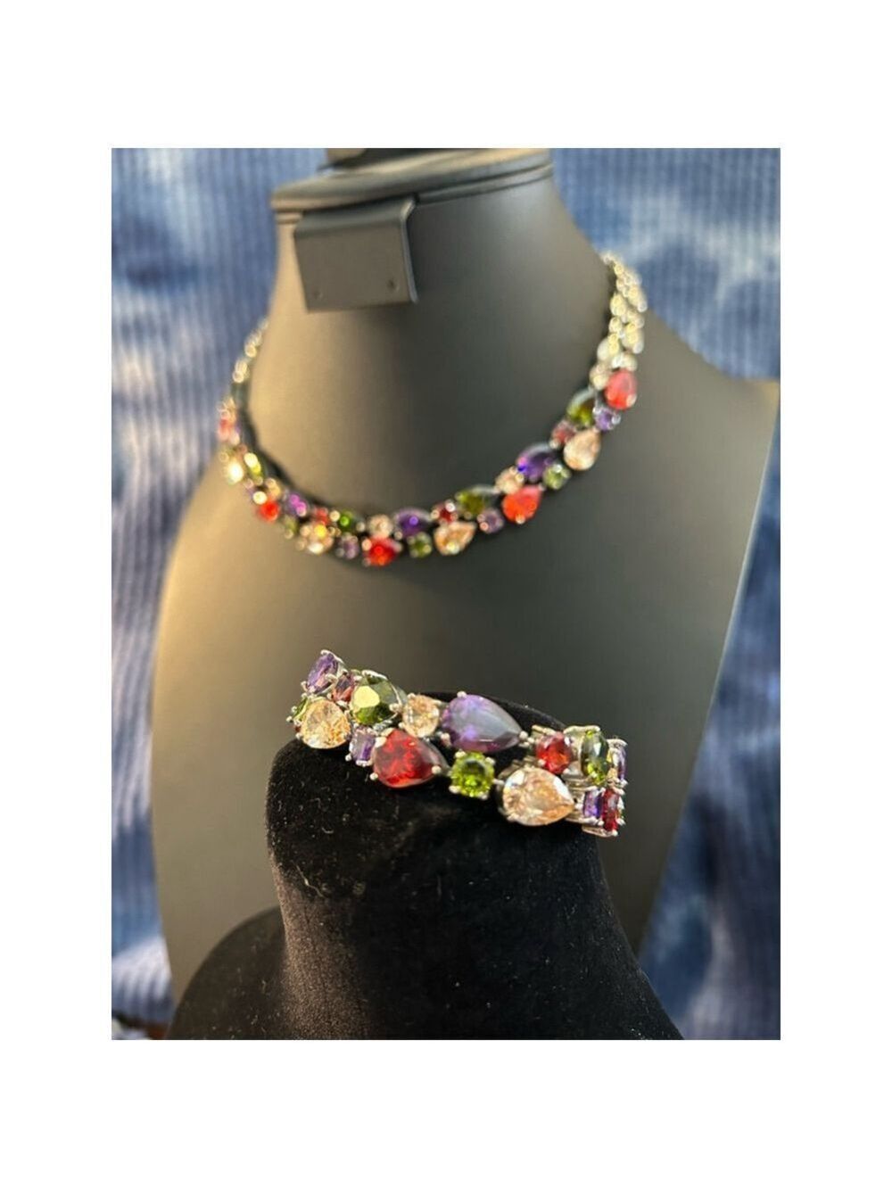 Womens Unbranded Necklace & Bracelet Set 7in Multi-color CZ gorgeousness